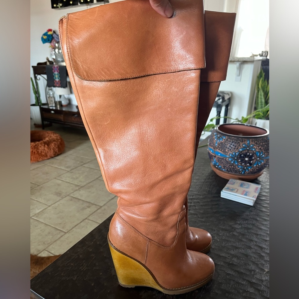 Ralph Lauren tan leather boots